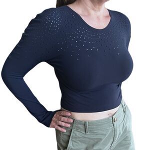 Sz L , Fabletics, Ombre Long-Sleeve SculptKnit® Top perforated color T…